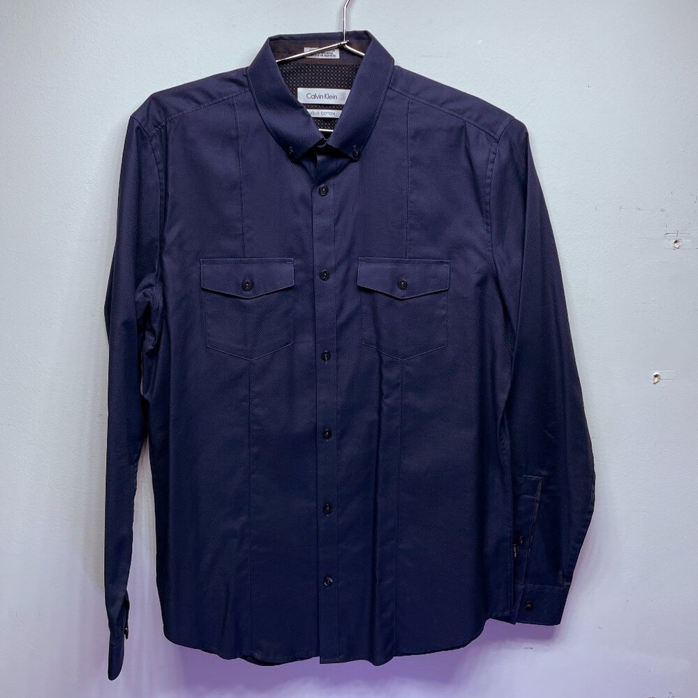 Men's Calvin Klein Infinite Cool Liquid Cotton Shirt - Blue - Size Small